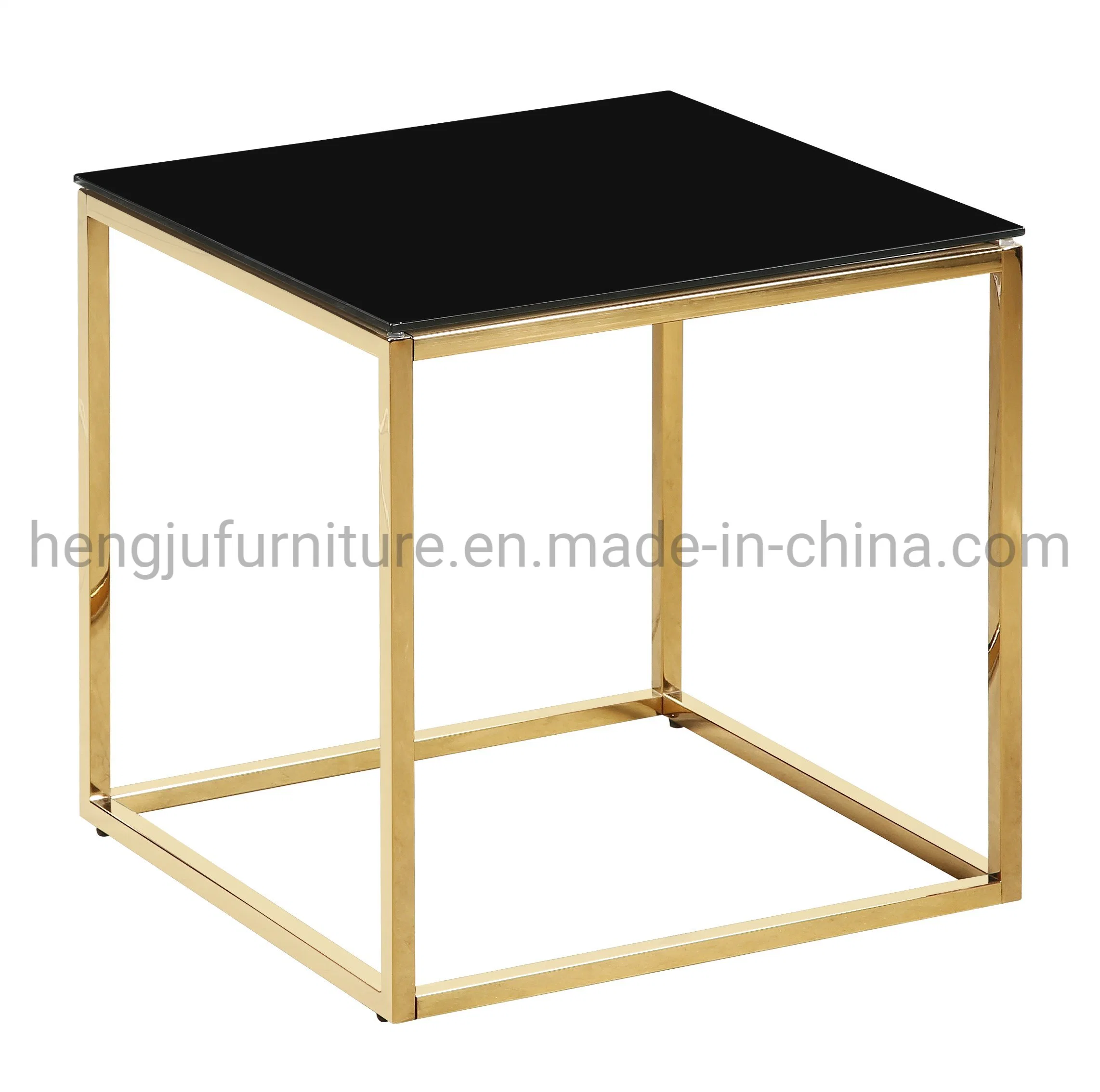 Modern Gold Side Table Stainless Steel Legs Square Tempered Glass Top Nesting Coffee Table Set End Table Sofa Table Living Room Table Bedroom Table Golden
