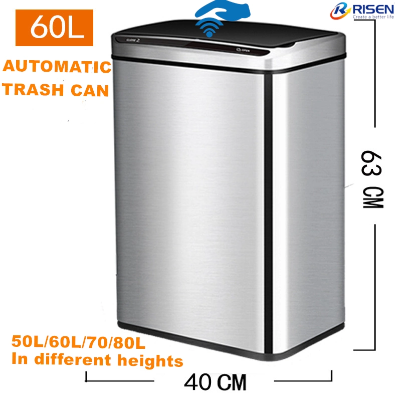 Sensor Garbage Can Automatic Trash Rubbish Bin with Stainless Steel Touch Free