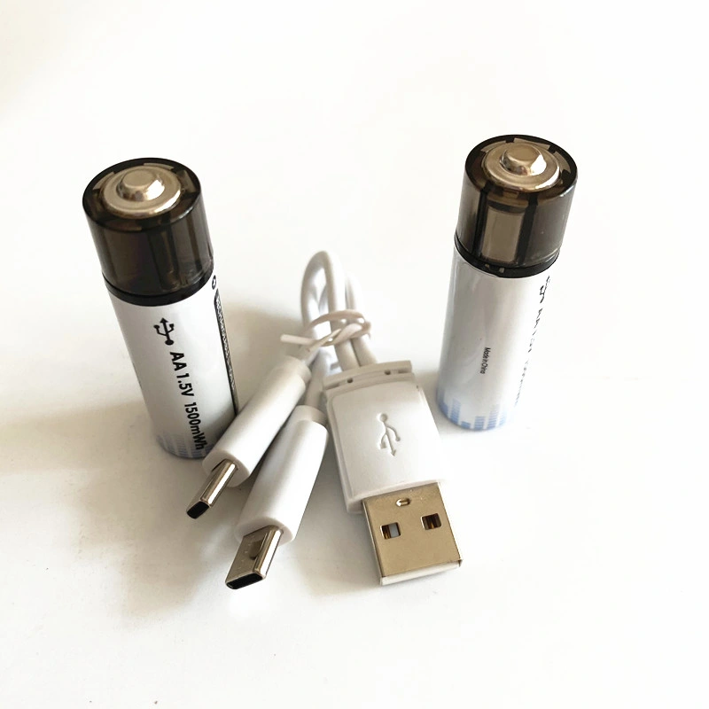 بطارية ليثيوم USB عالية الطاقة بقوة 1.5 فولت قابلة لإعادة الشحن AA