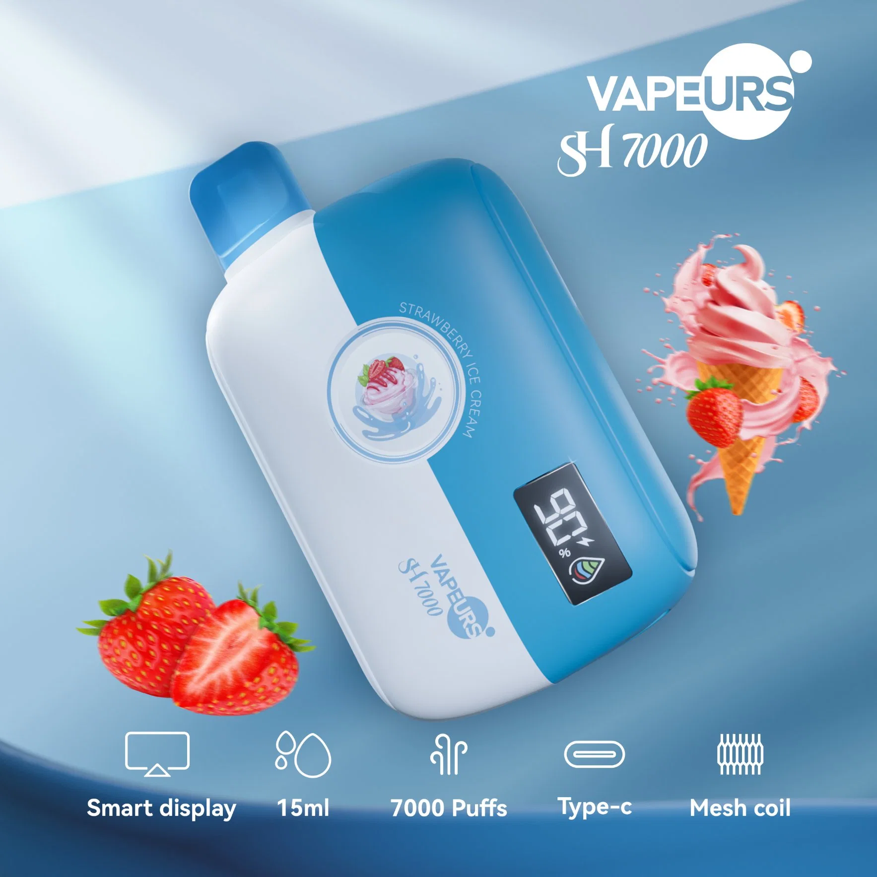 Fus Waka Vape7000 Original en gros fume électronique jetable E Équipement de chargement de l'angah Randm Tornado 10000 Supreme Epic+