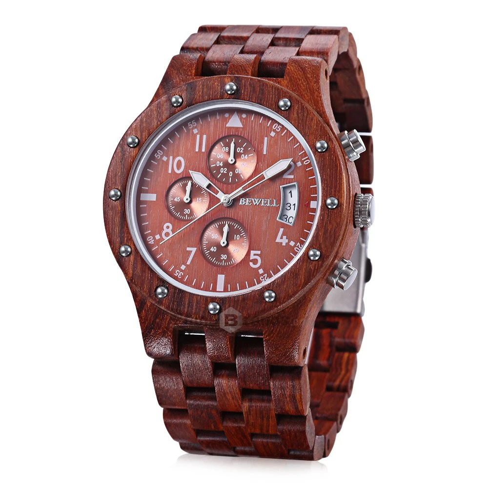 Latest Design Factory Directly Supply Stock Fast Delivery Luxury Gift Wooden Chronograph Watches Men Wrist