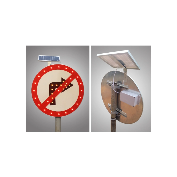 Solar Power Aluminum Alloy Traffic Prohibition Sign with High Reflective Film Customized Solar LED Traffic Safety Warning Signal Square Board