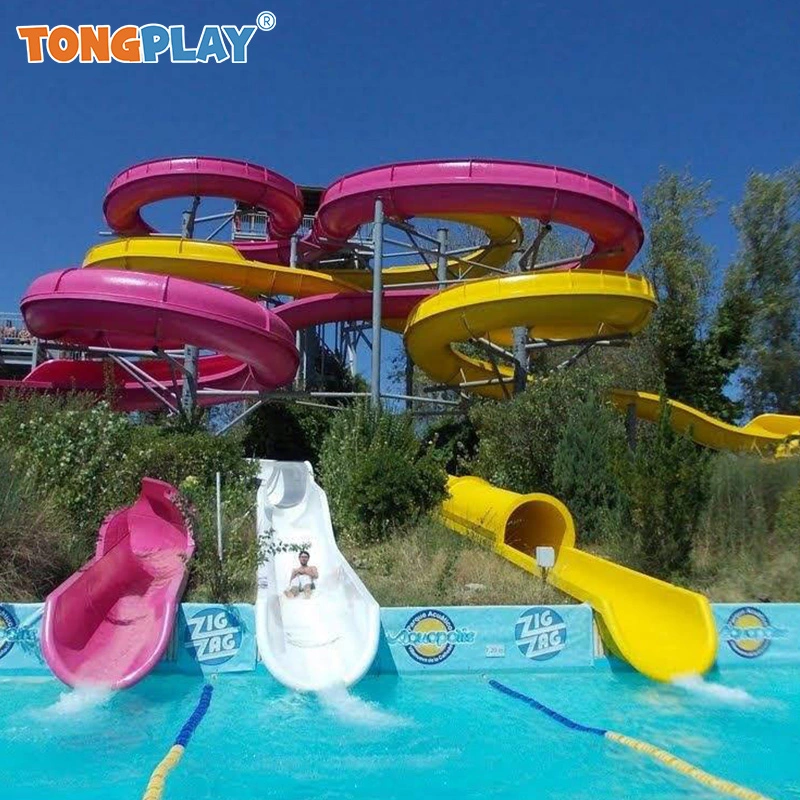 Big Water Park Equipment Fiberglass Swimming Pool for Adult Spiral Combination Slide