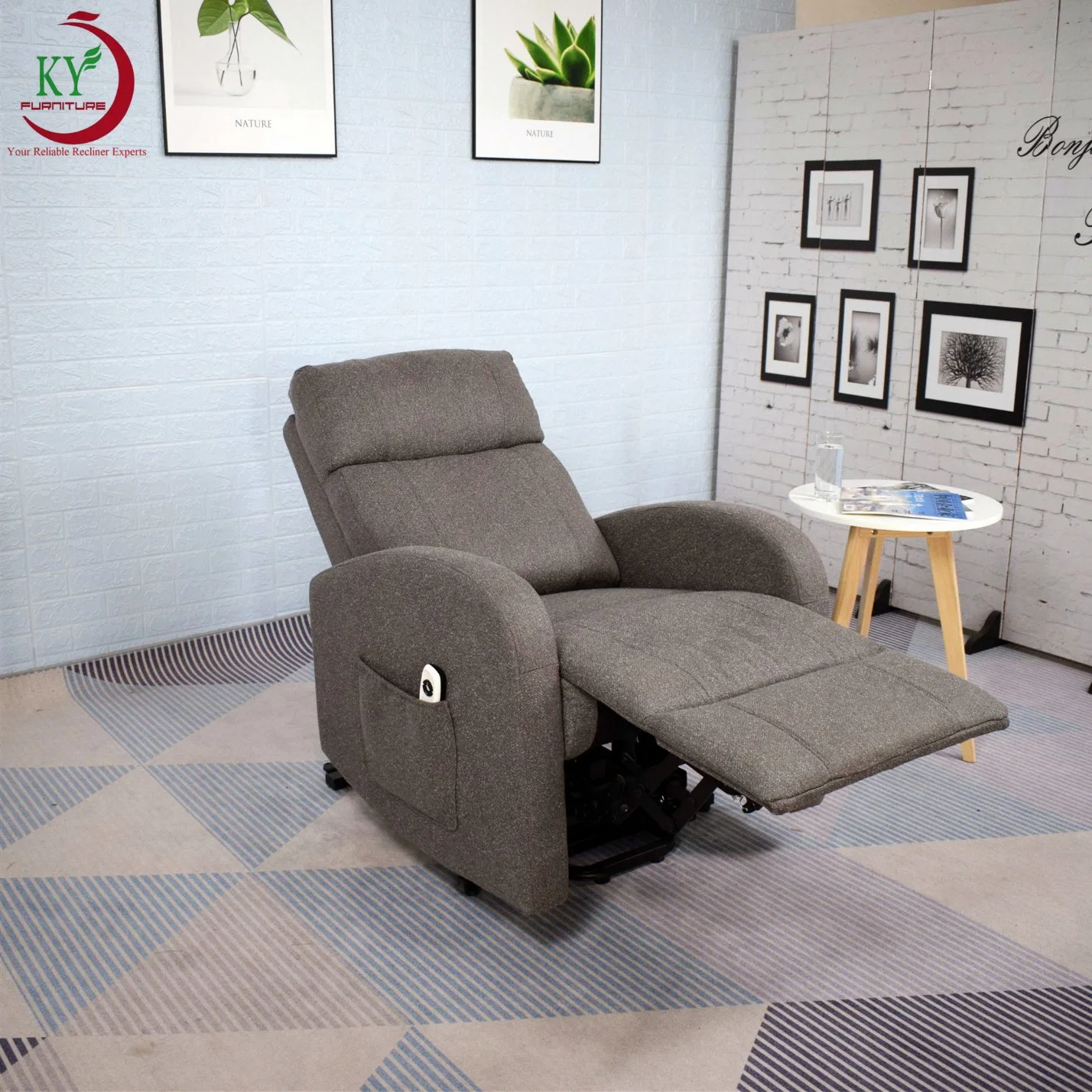 Geeksofa modernes Design Stoff Zero Gravity Power Lift Stuhl mit Dual-Okin-Motor