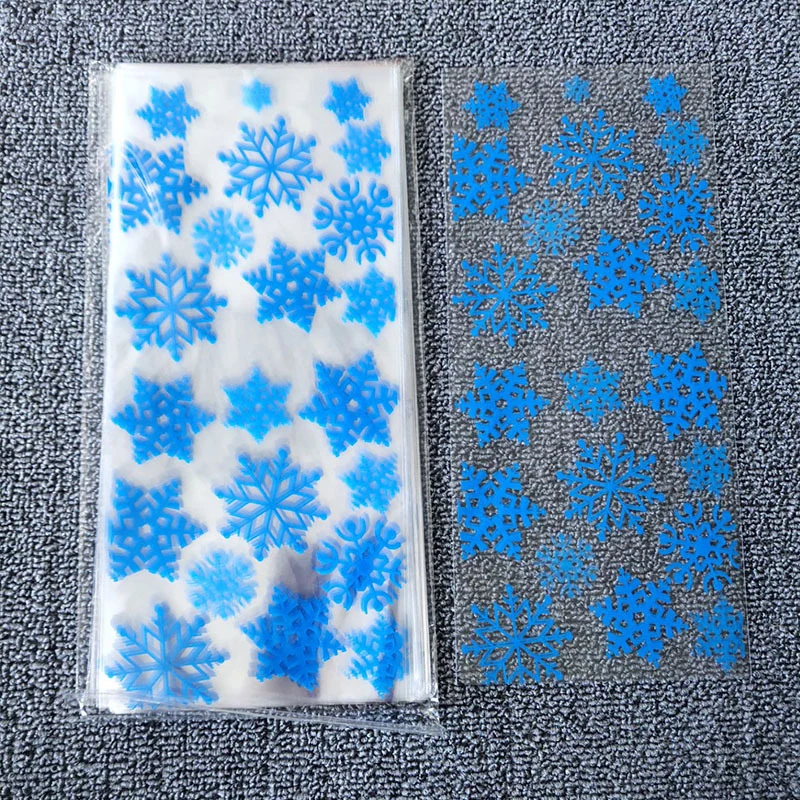 Sacos de plástico OPP vedante autocolante transparente com fecho autocolante resselável Joalharia Gift Candy doces fazendo Snowflake Natal