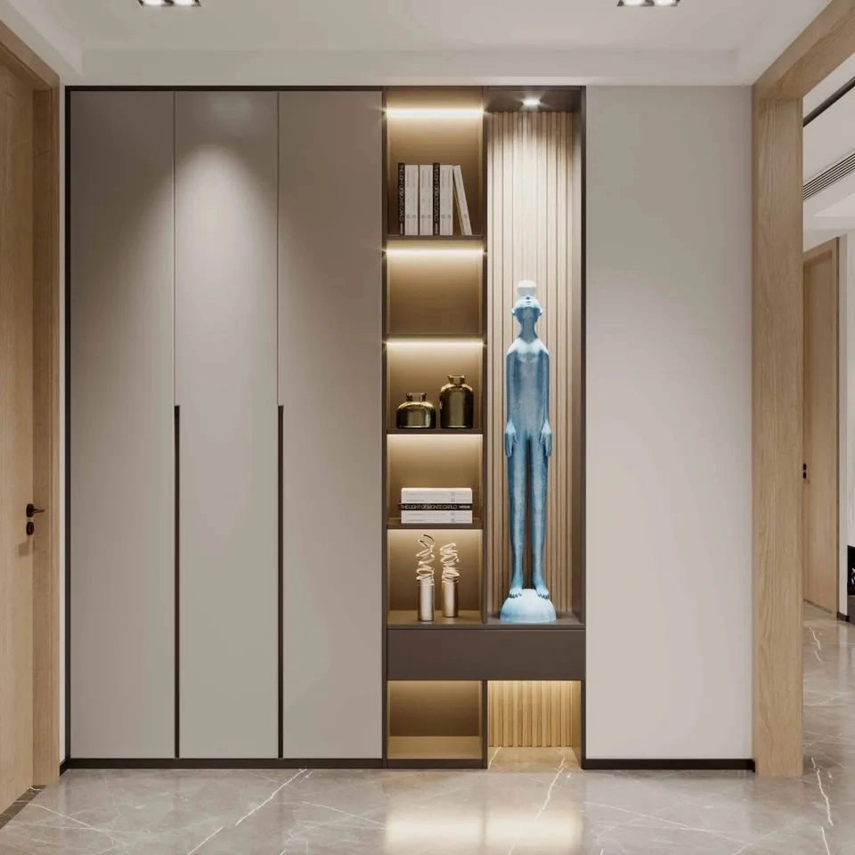 Customized Wardrobe Design Wooden Clothes Walk in Wardrobe Cabinet Furniture
