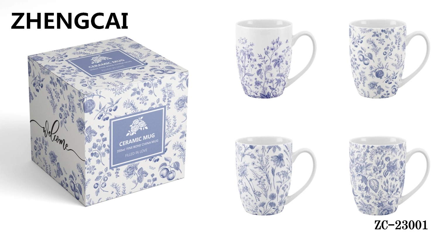 Taza de cerámica estilo floral retro Europa con caja de colores