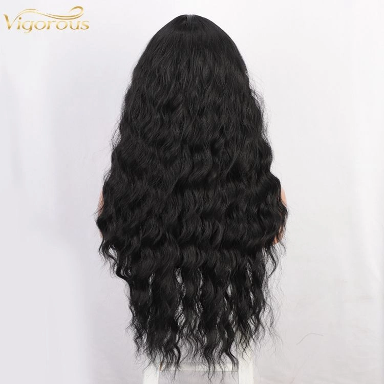 Long Black Synthetic Body Wavy Lace Front Wig Daily Natural Hair