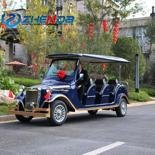 CE Approved Luxury 8 Seats Electric Classic Vintage Car with Tubeless Tires and Aluminum Rim Electric Resort Car