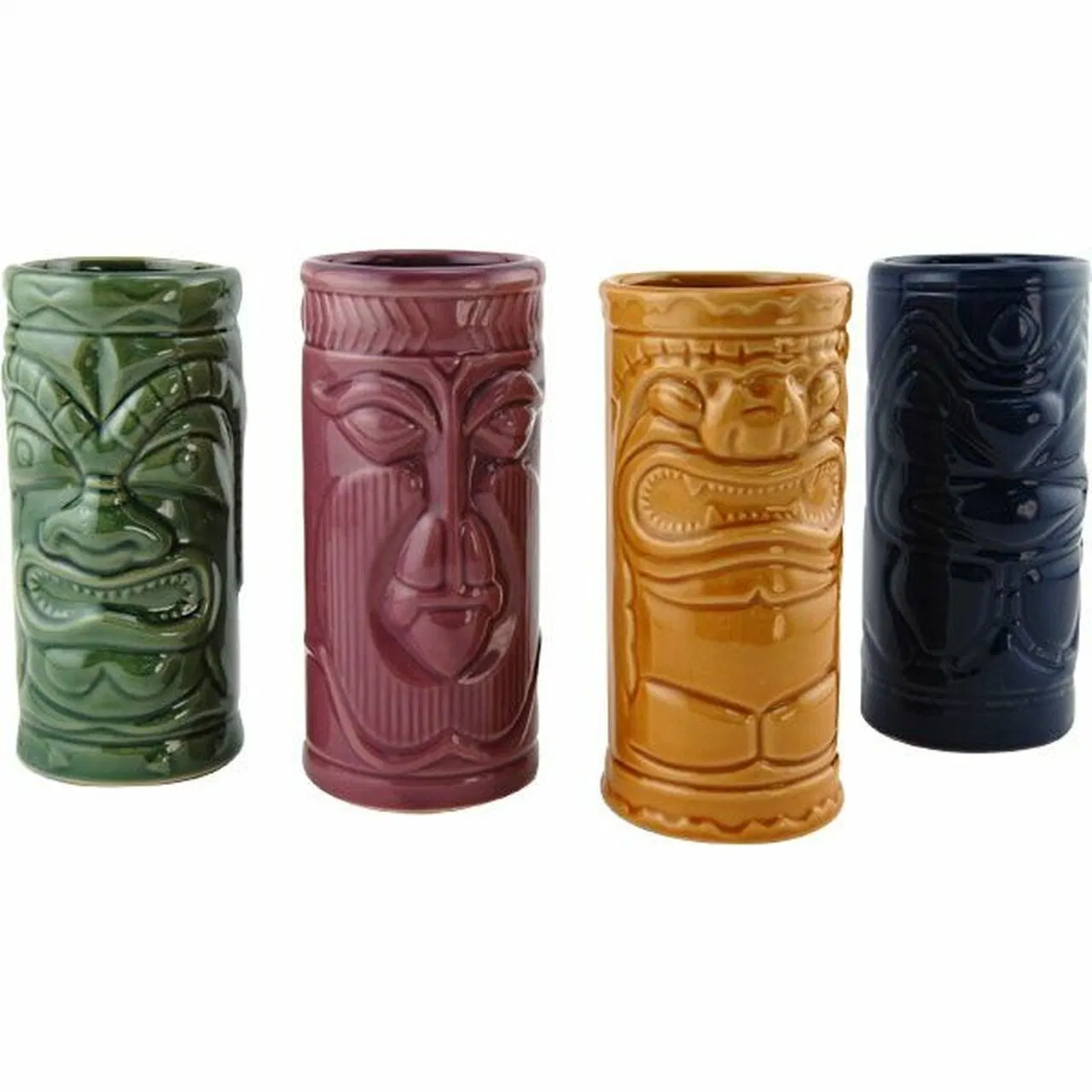 Taza de cerámica Tiki misteriosa, feliz y caliente