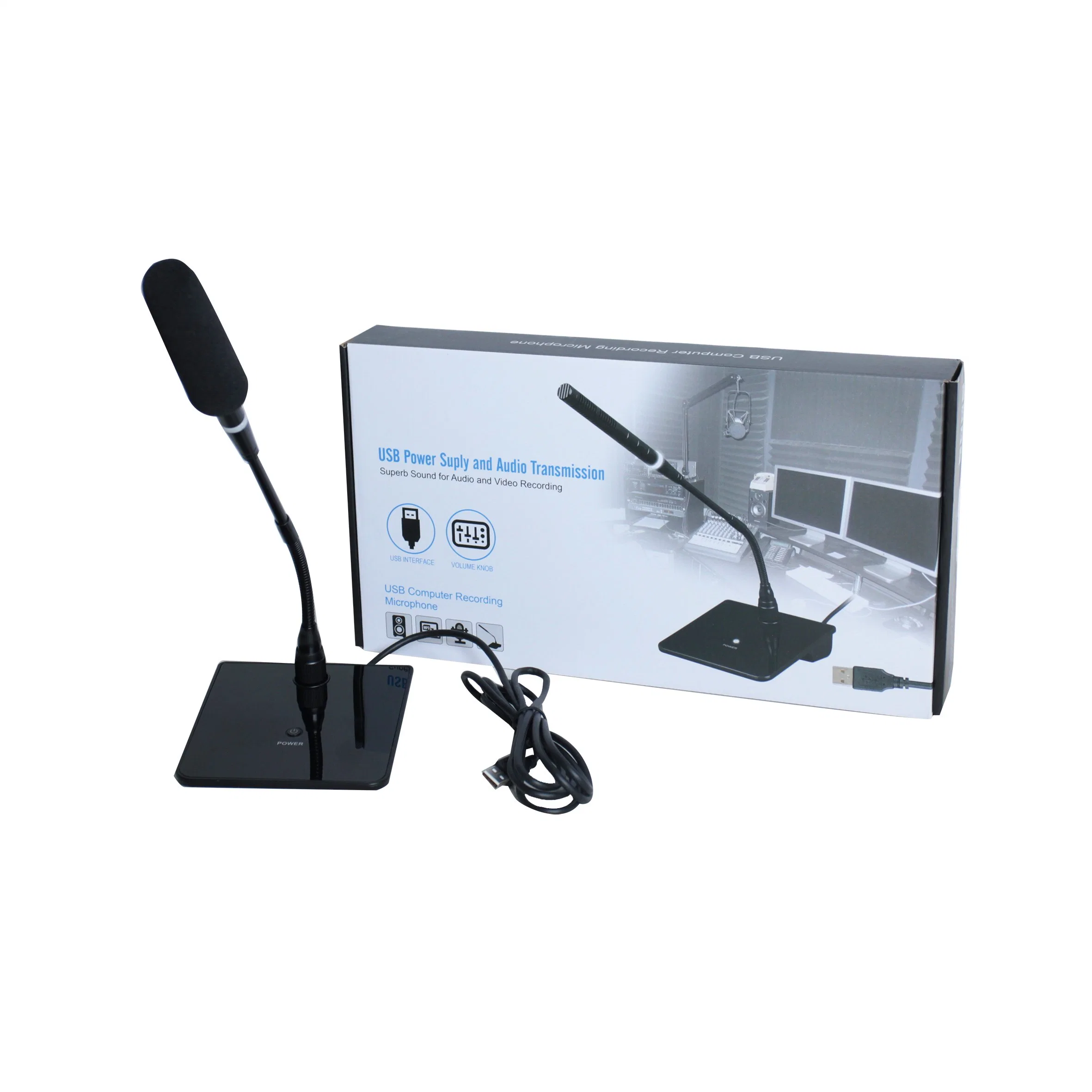 Professional Microphone USB Game Chat Live Anchor Wired Microphone for PC Computer Laptop Home, Teleconference, Online Meeting