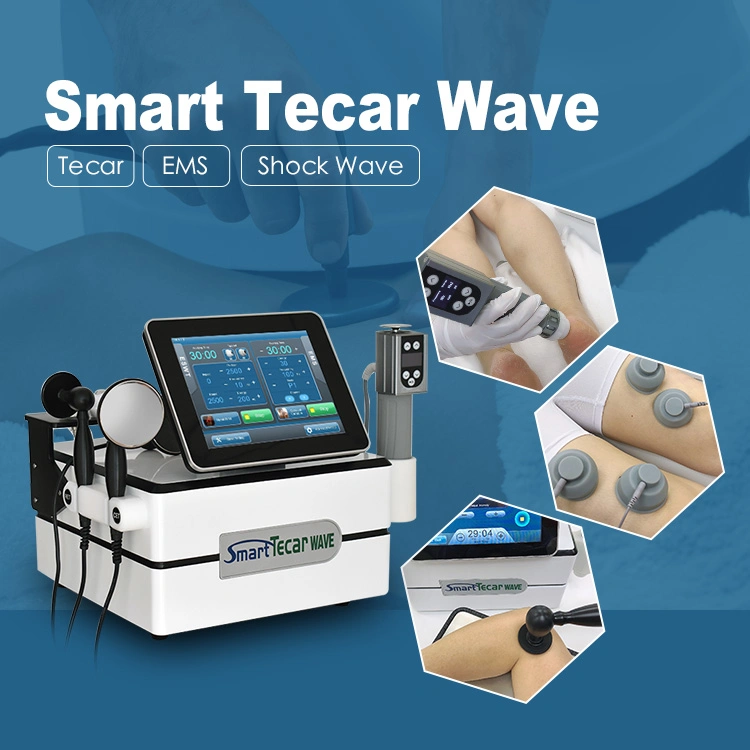 Terapia EMS + onda de choque + Tecar radiofrecuencia RF Diatermia CET Ret Equipo de Terapia Física Tecar para transferencia de Energía