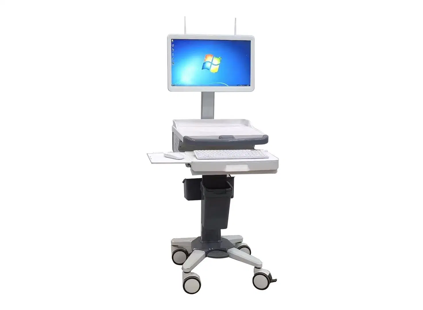 Mn-CPU002 Hospital Doctor Workstation Computer Trolley Height Adjustable Mobile ABS Plastic Laptop Cart