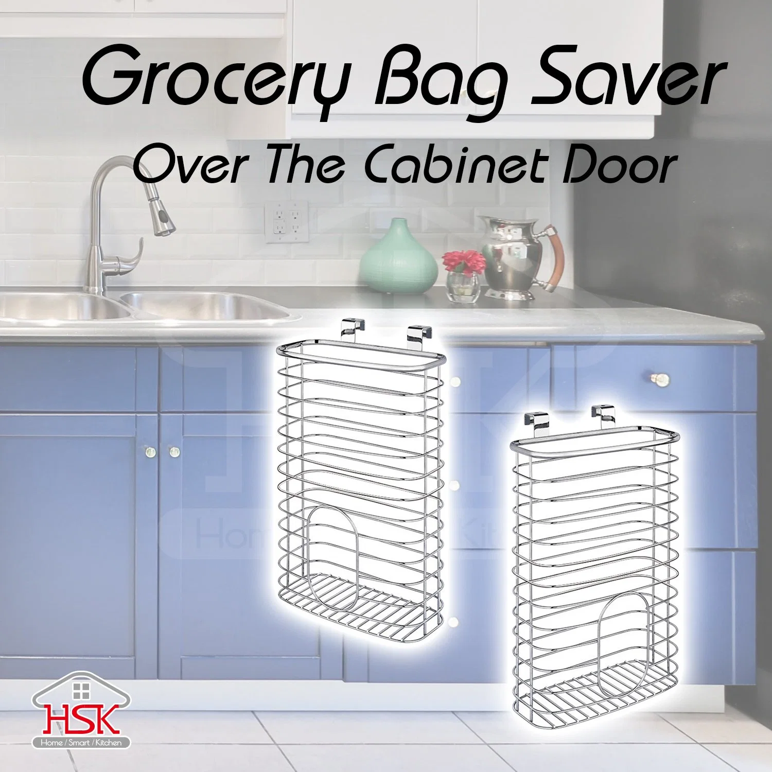 Kitchen Over Cabinet Grocery Bag Storage Holder Organizer