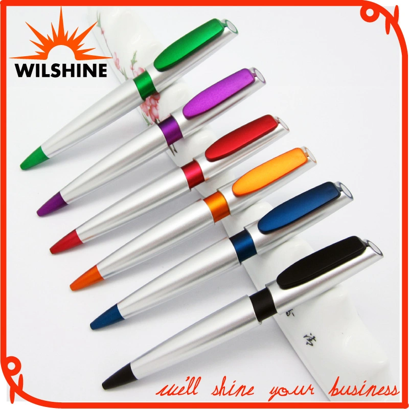 Silver Plastic Ball Pen with Color Parts for Promotion (BP0236S)