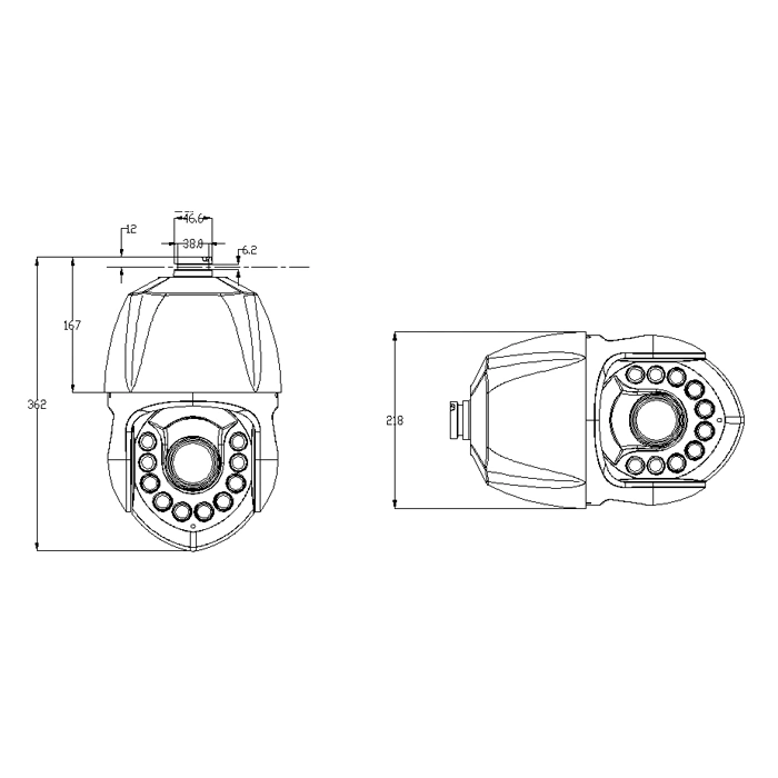 20x Full Color Night Vision PTZ Seguridad velocidad domo IP Cámara