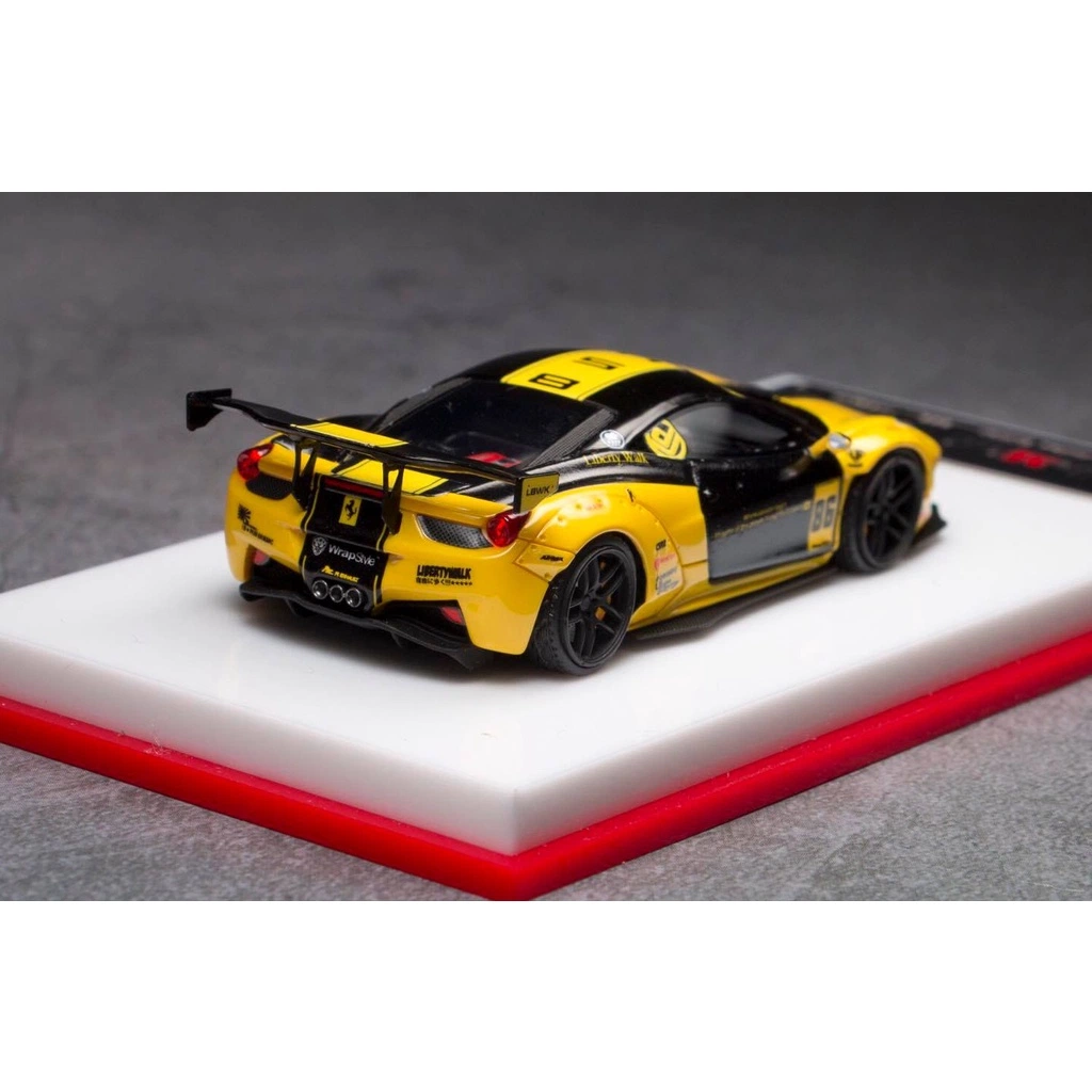 Scalemini 1/64 Lb Ferrari 458 Gt Wing Yellow/Black Resin Model Car