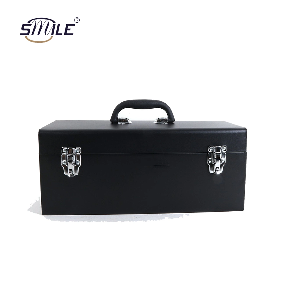 Smile Multifunctional Black Metal Hardware Toolbox with Safety Lock Custom Metal Tool Case