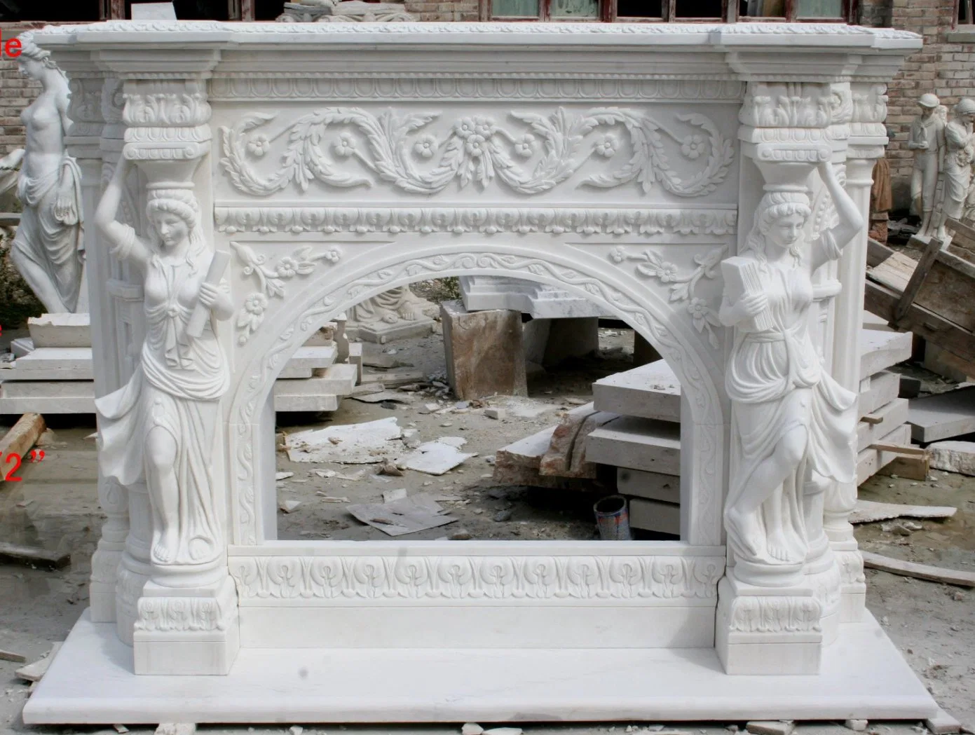 Decoration Pure White Figures Stone Antique Style Marble Fireplace (SYMF-1260)