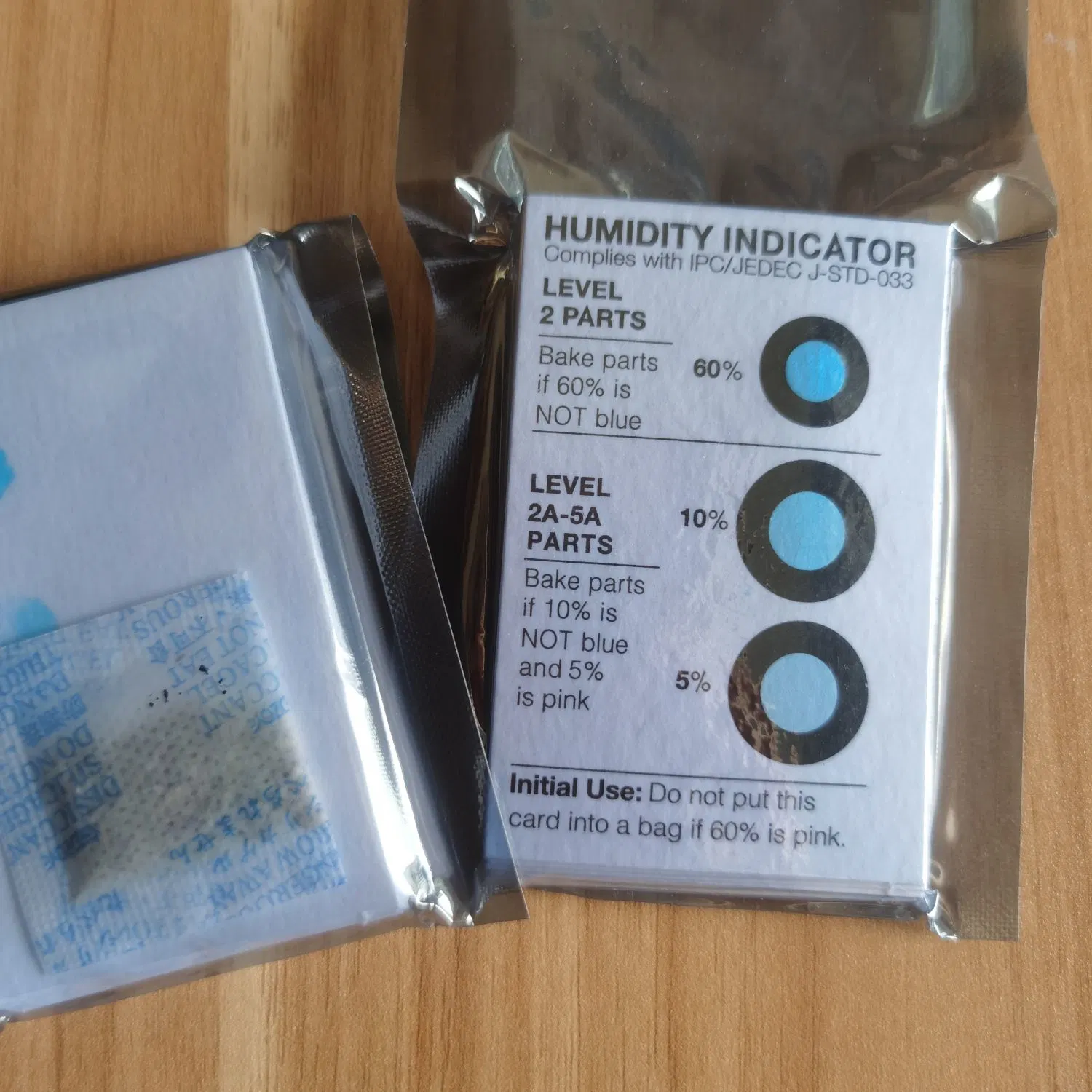 L'indicateur électronique utilisée à l'humidité (Hic dichlorure de cobalt libre/rose/bleu à 5% 10% 60%)