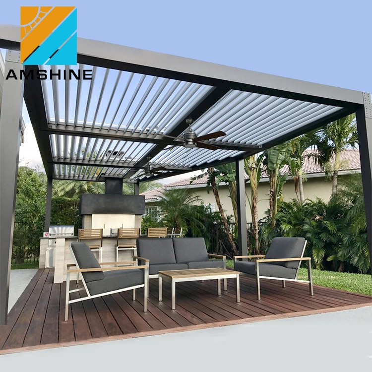 Motorized Aluminum Metal Operable Roof Pergola Louvre Roof System