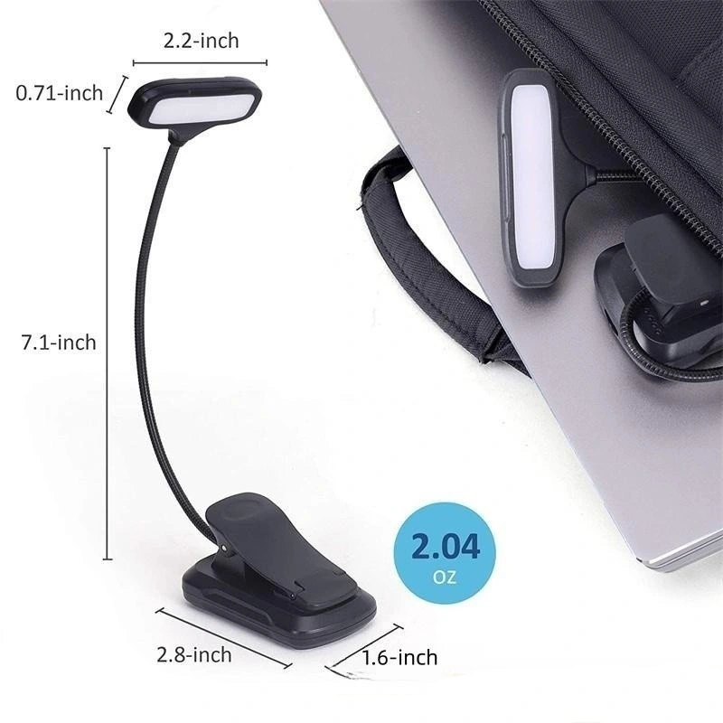 Lampe de livre rechargeable à 7 LED, clip de lecture, pour les yeux, Mini Lampe de bureau à bras flexible lampe de bureau lampe de travail