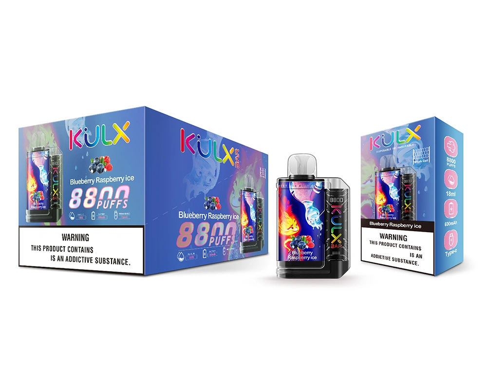 Nuevo Kulx Bar 8800 Puff E Cigarette 12 sabores 18ml Carcasa transparente recargable malla desechable para dispositivo de lápiz VAPE tamaño Palm Bobina