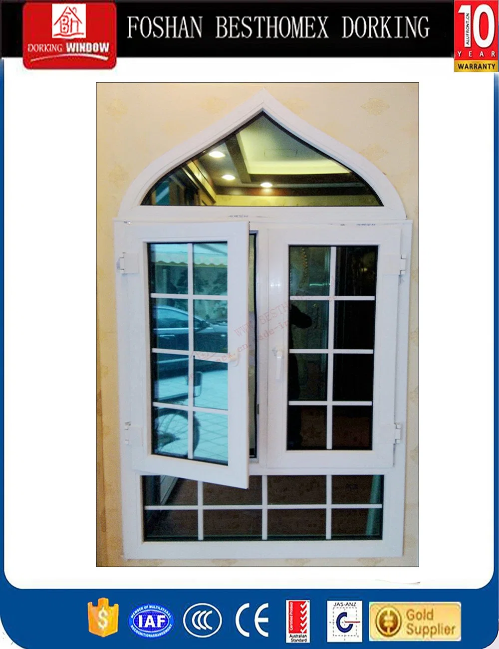 نافذة UPVC Casement Arch عالية الجودة