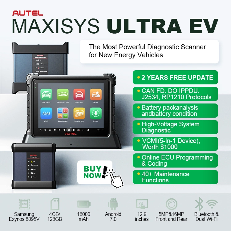 تحديث مجاني تلقائي Maxx Ultra EV Ms919 Lite لمدة سنتين تشخيصات Smart EV للماسح الضوئي بتقنية Bluetooth مع Maxiflash Vcmi