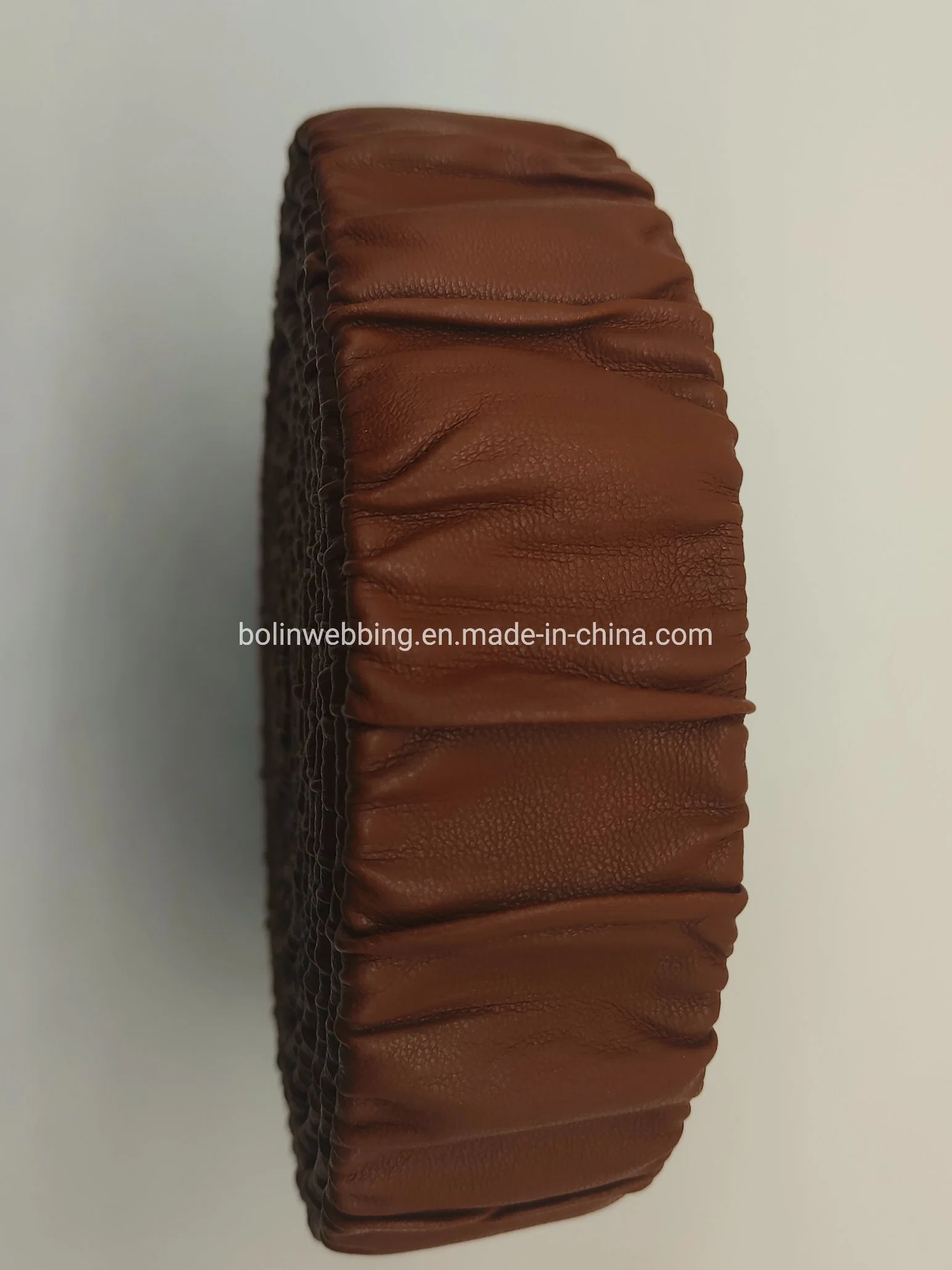 40mm Faux Leather Fold Over Elastic Custom Tan Synthetic Leather Elastic for Summer Shoes Factory Supply PU Elastic Band for Shoe Accessories