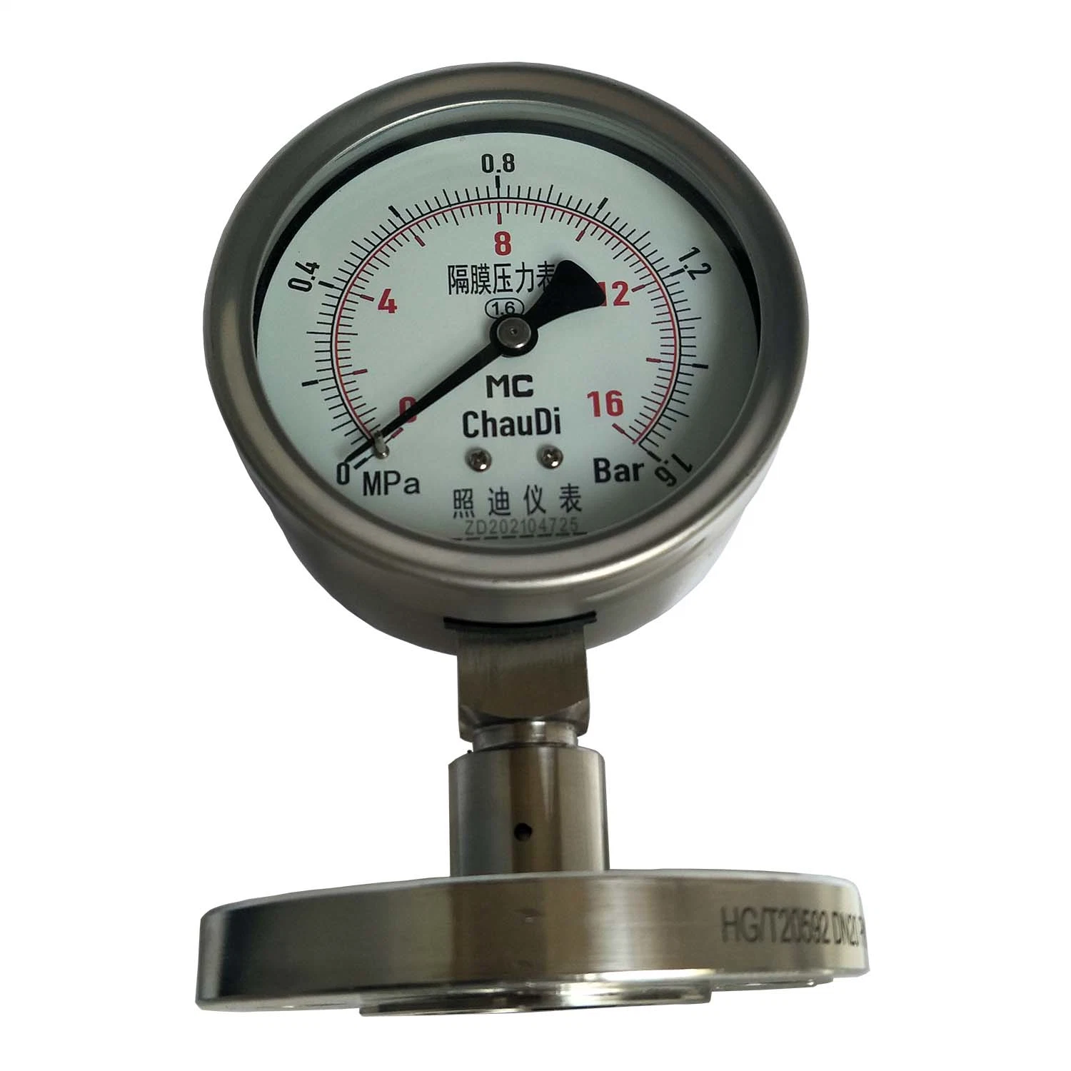 316L Diaphragm 100mm Stainless Steel Diaphragm Pressure Gauge for Natural Gas Measurement