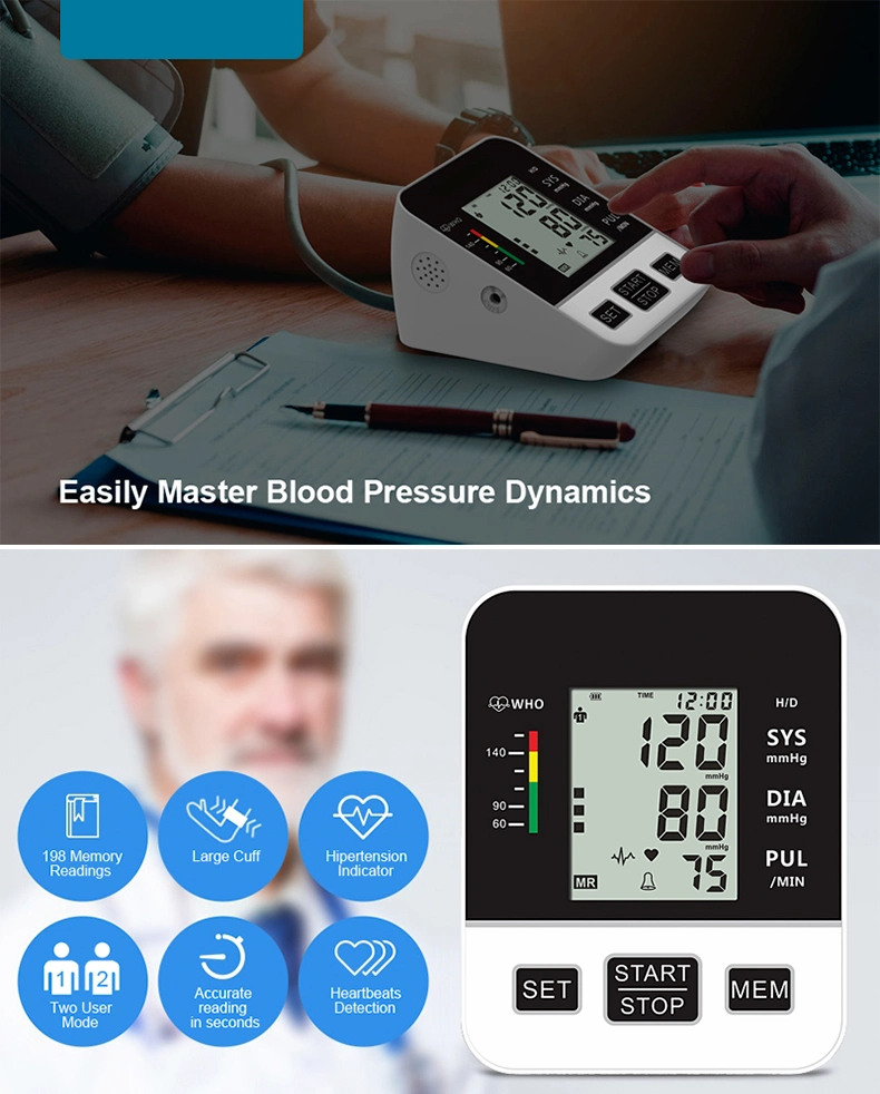 Portable Home Blood Pressure Monitor Automatic Large Cuff Upper Arm Blood Pressure Monitors