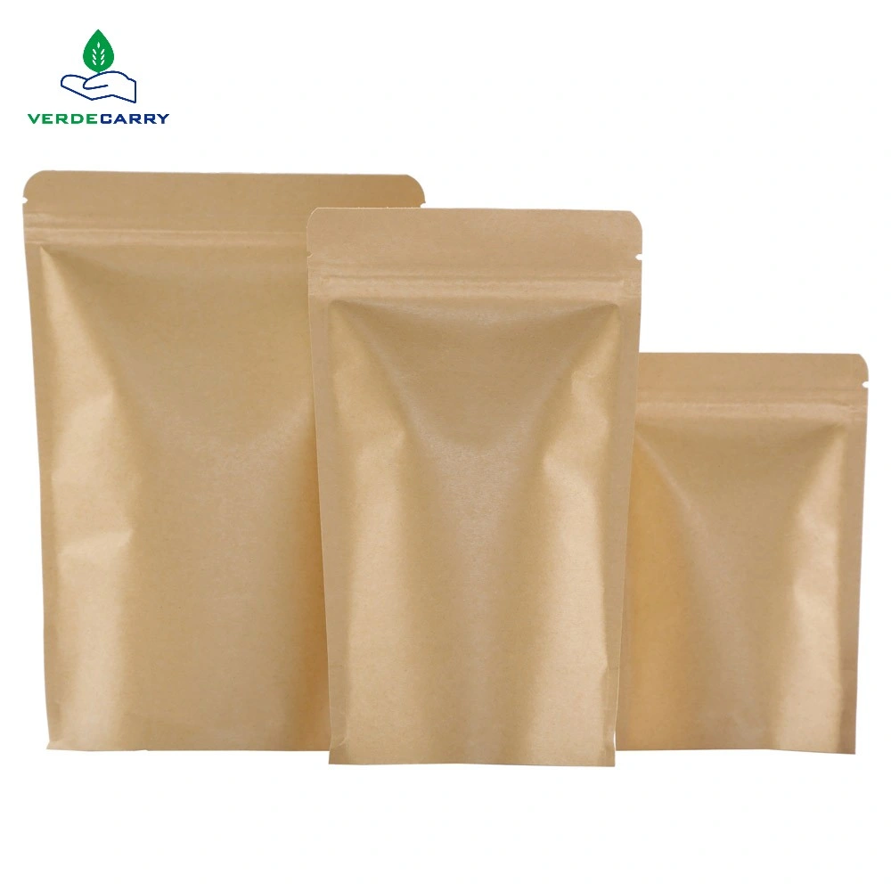 Factory Wholesale Food Packaging Pouch Stand up Pouch Kraft Paper Bag Eight Side Seal Kraft Paper Bag for Food Packaging