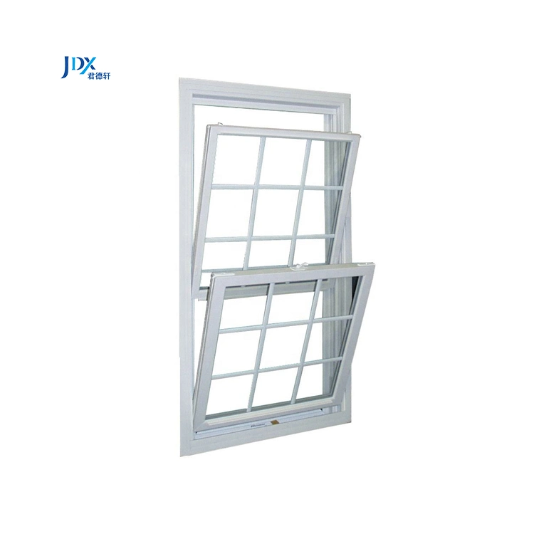 Casa de vinilo blanco UPVC arriba y abajo Doble / Unico Hung Ventanas rotura térmica PVC aluminio marco vertical deslizante ventana de un solo colgado