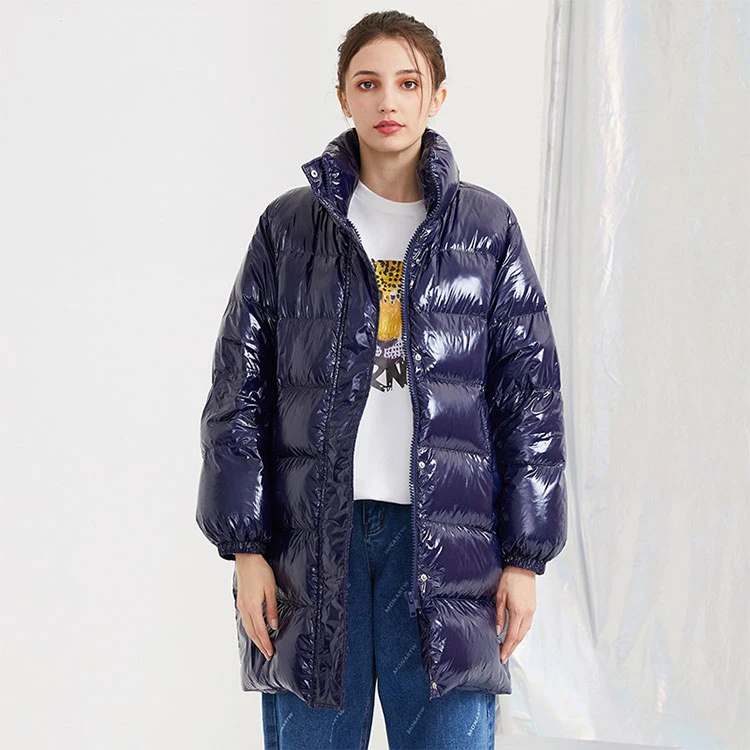 Shiny Puffer Jacket Duck Down Coat Blank for Women