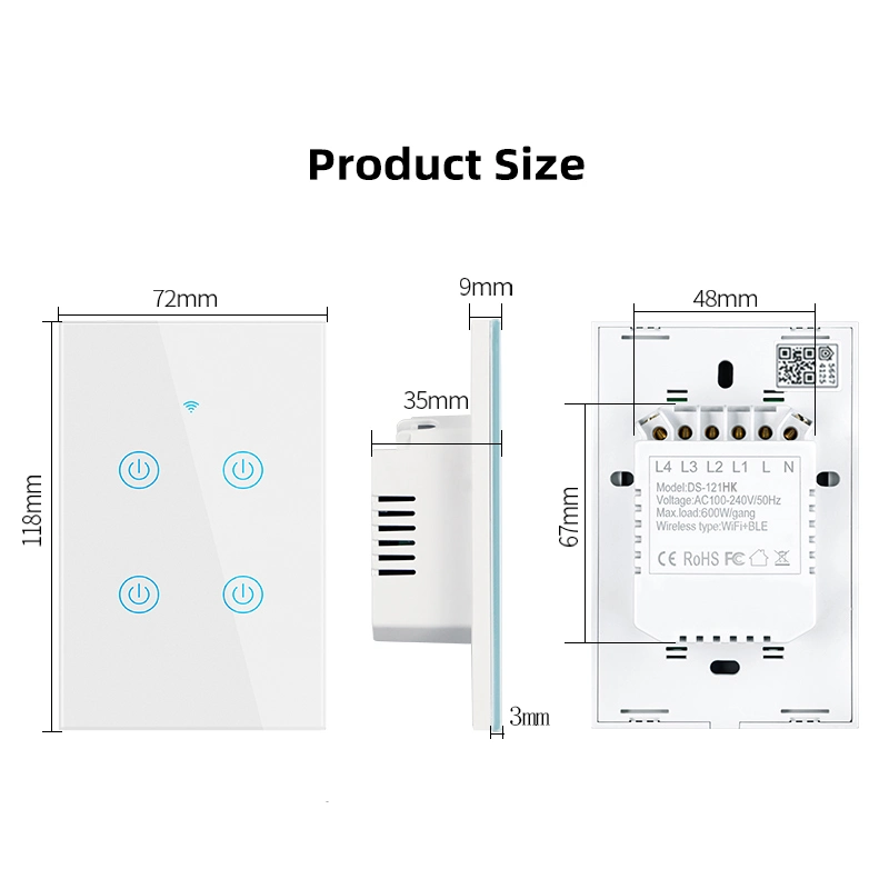 Homekit WiFi Smart Wall Touch Switch Light Switch Glass Panel Wireless Remote Control with Timer Function Support Apple Homekit