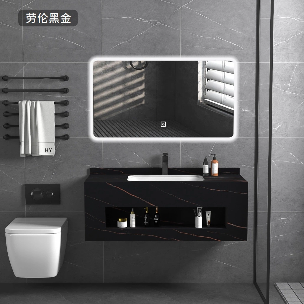 Wall Mounted Bathroom Cabinet Rock Plate Waterproof Bathroom Vanity with LED Mirror