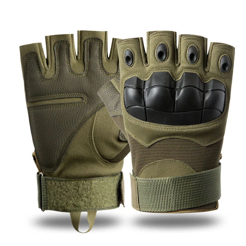 Half Finger Hard Knuckle Protective Hiking Shooting Black Outdoor Sport Combat Tactical Gloves