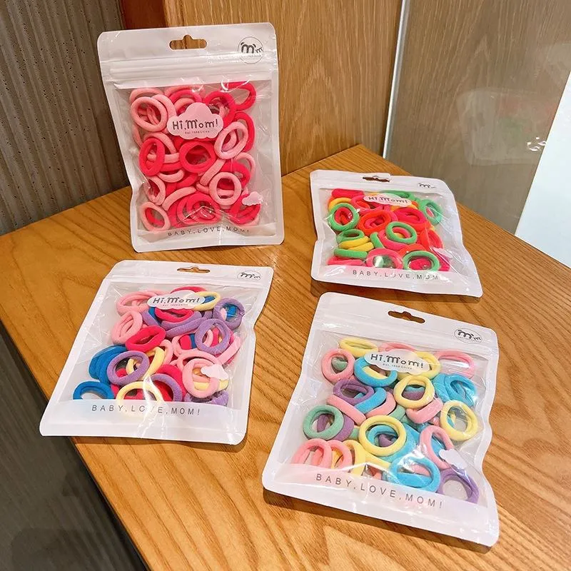 50 PCS/Oppbag Elastic Hair Bands Color Rubber Hair Ties for Kids