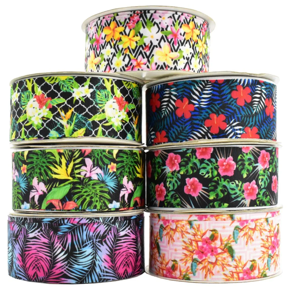 Factory Fashion Flamingo Tropic Grosgrain Printed Ribbon Printed Recycled Custom Ribbon for Hair Bow Accessories Decoration