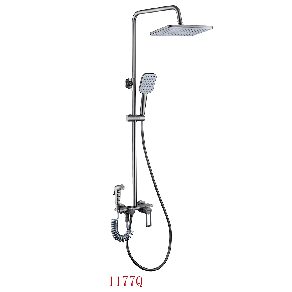 2023 New Gun Color Bathroom Shower Sets with Hand Shower Four Functions Mixer Faucet Shower