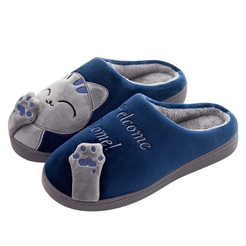 Cute Cartoon Cat Home Shoes Girls Ladies Slippers Cotton Cloth Indoor House Slippers