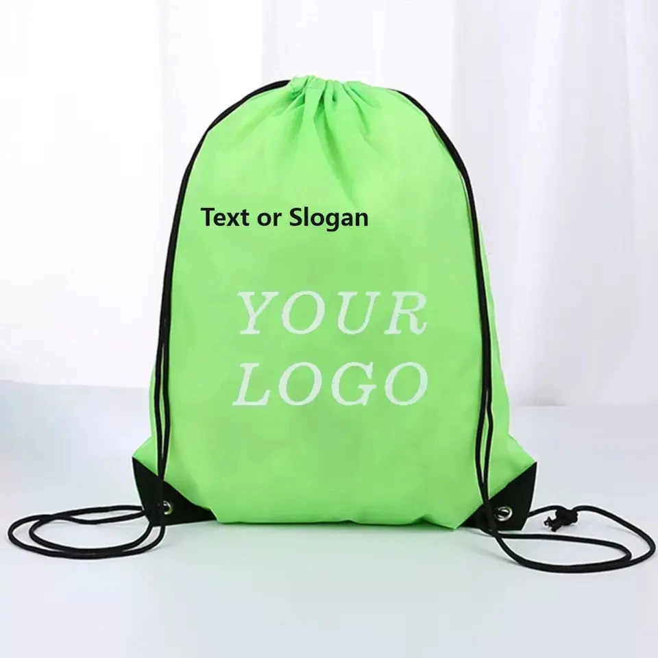 Colorful Drawstring Backpack Nylon Polyester Bag for Gym Traveling