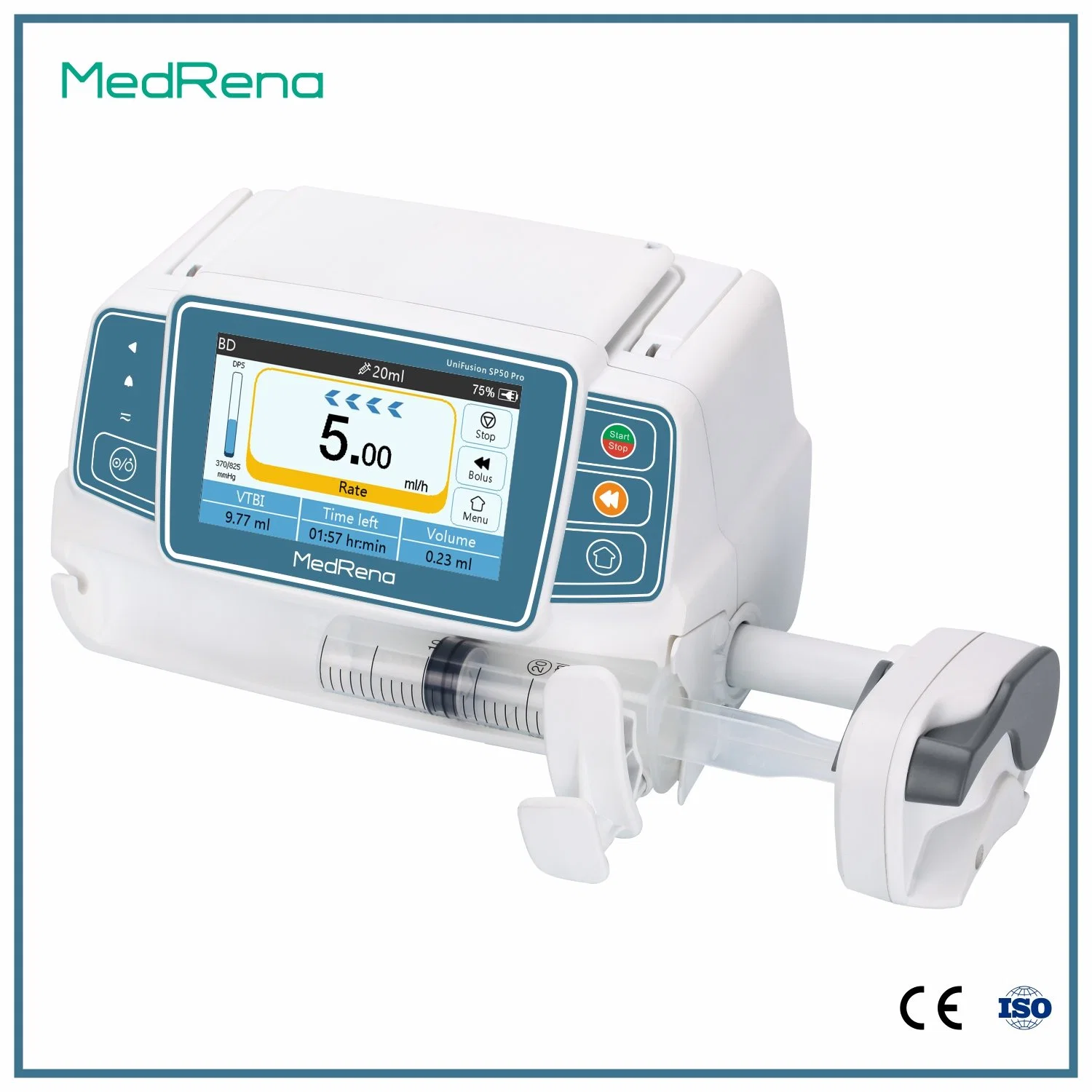 Single Channel Electric Channel Syringe Pump Inter-Lockable Design up to 8 Units