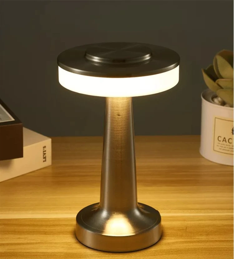 New Original Golden Bronze Portable Mini Cordless Restaurant Bar Bedside Kids Nursery LED Table Lamp Desk Light with Rechargeable Battery Built in Brightness