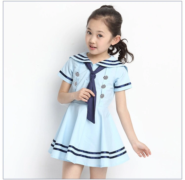 Baby Infant Girl Dress Navy Striped Cotton Sailor Collar for Girls Kids Clothes