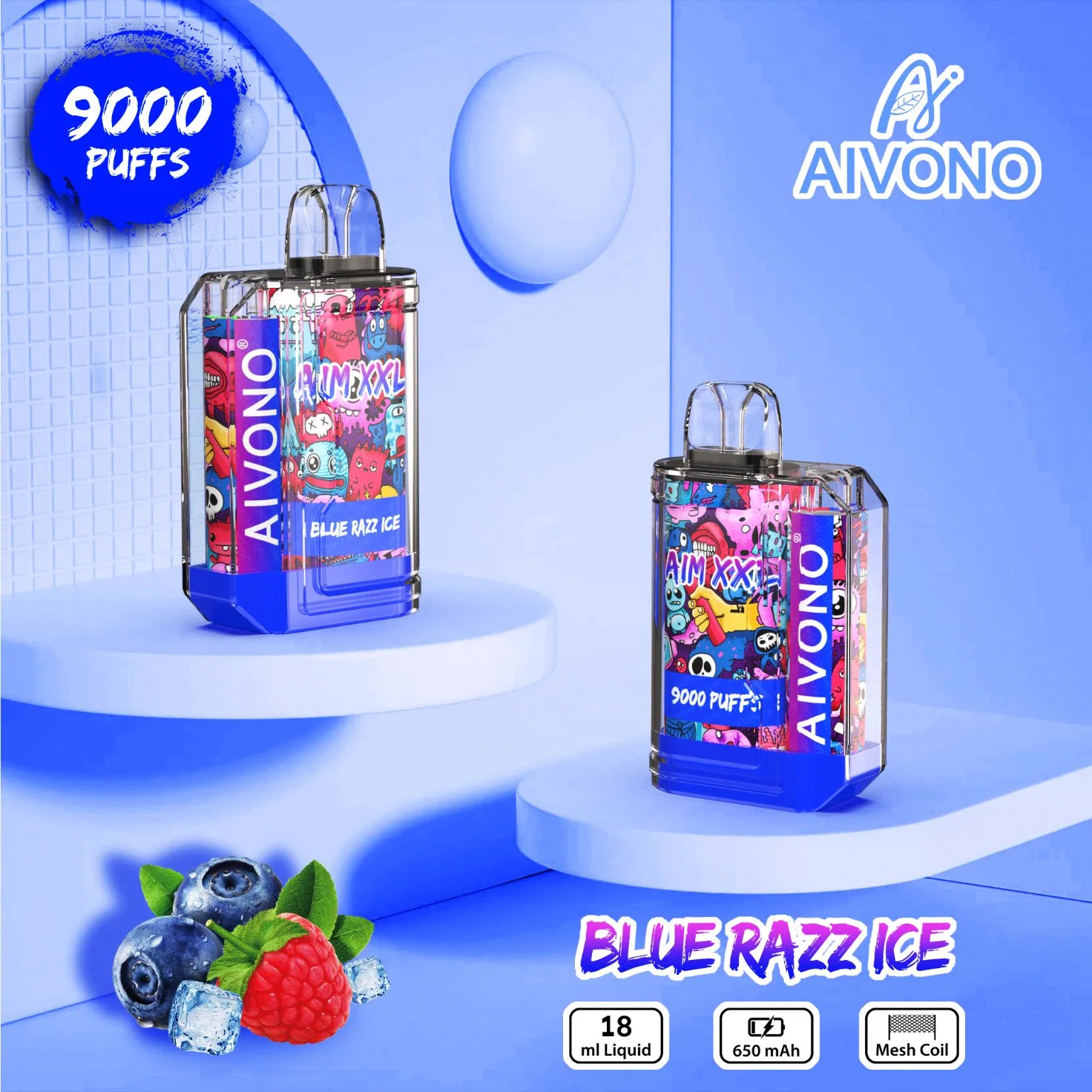 Objectif Aivono XXL Vape jetables de gros chaud 9000 bouffées 0% 2% 3% 5%