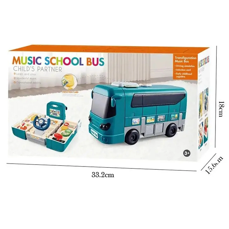 Music Changeble autocarro escolar de crianças de plástico brinquedo multifuncional de carro elevador eléctrico de dirigir o veículo para instrumentos musicais música de brinquedos para crianças