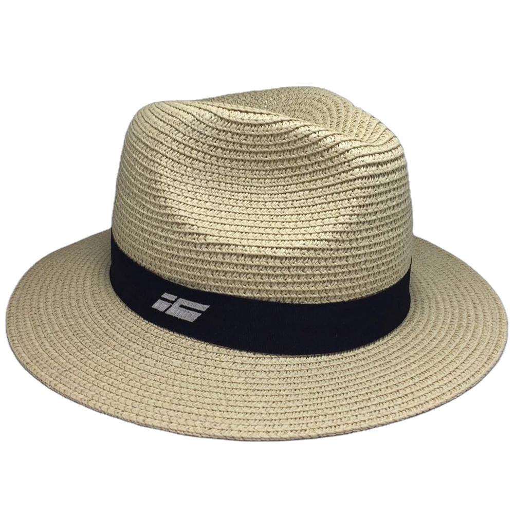 Sombrero de Paja de Fedora para las Mujeres Los hombres de la malla fina amplia Brim Sun Beach Panamá