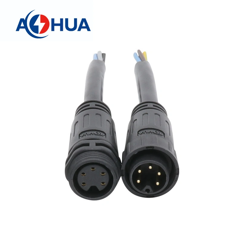 Aohua Hot Sales Farm Machinery Controller Terminal Waterproof Connector M20 5pin Male and Female Socket with 0.75/0.5mm Sqm Cable Plug
